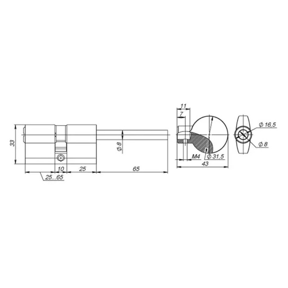 Цилиндровый механизм FUARO (D-PRO507/80) D-PRO5007Tang80(45+10+25) CP хром 5Key со штоком