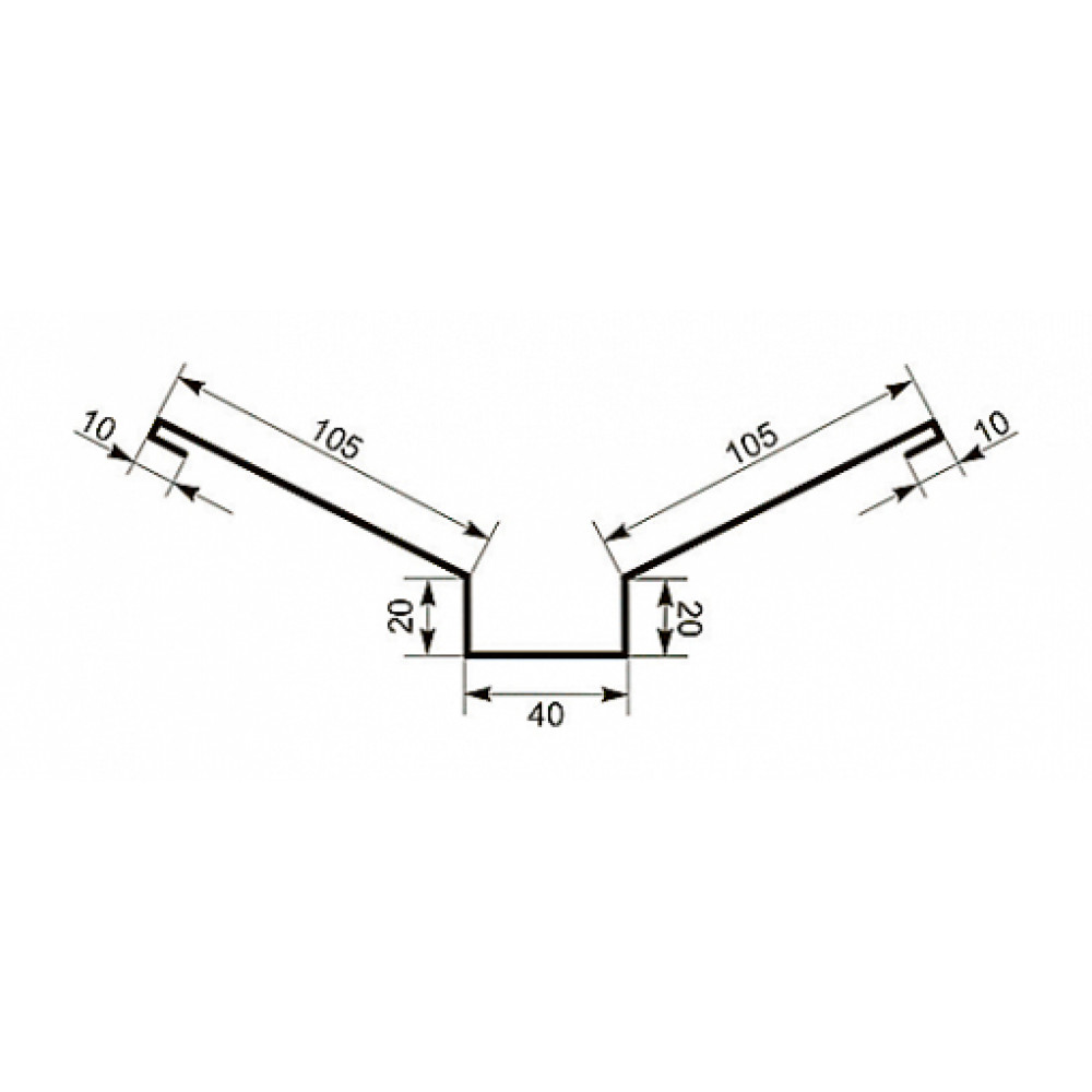 Накладка желоба декоративная Tile (Тайл) 105х20х40х20х105 мм