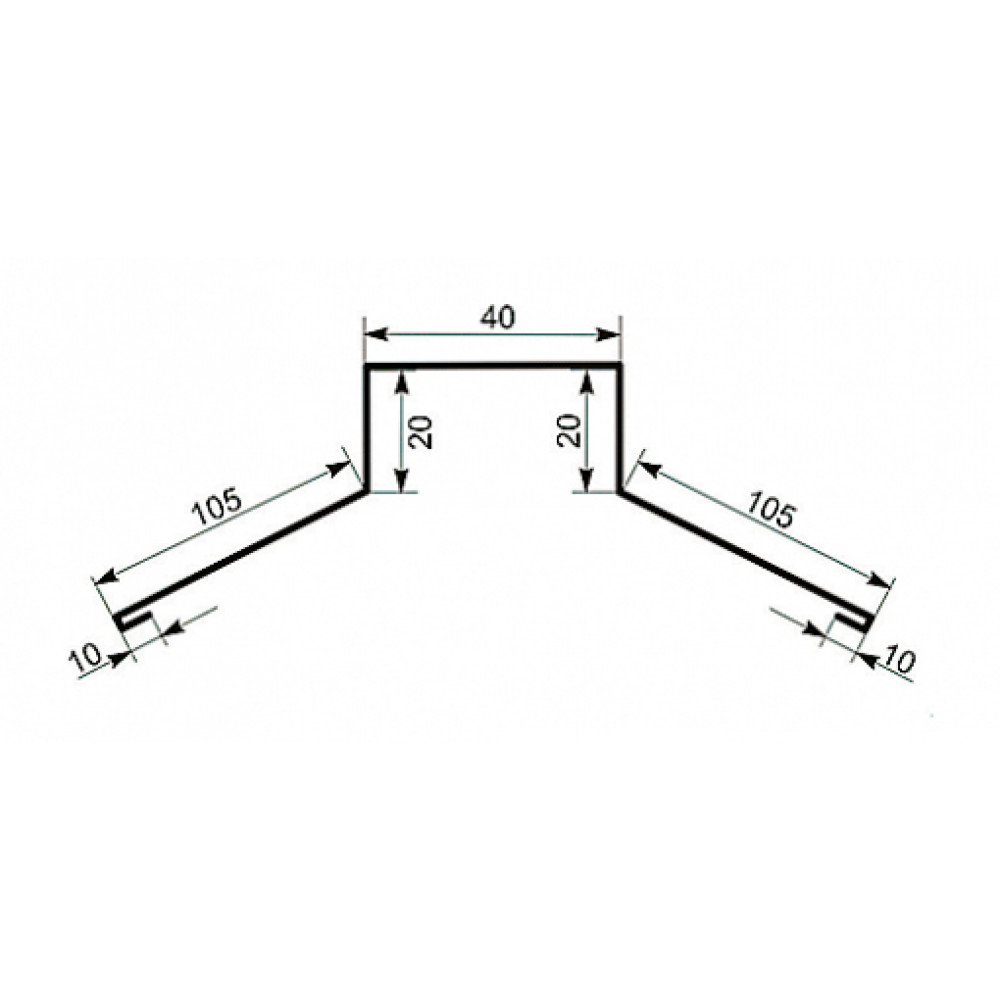 Конек плоский Tile (Тайл) Tип 2, 105х20х40 мм
